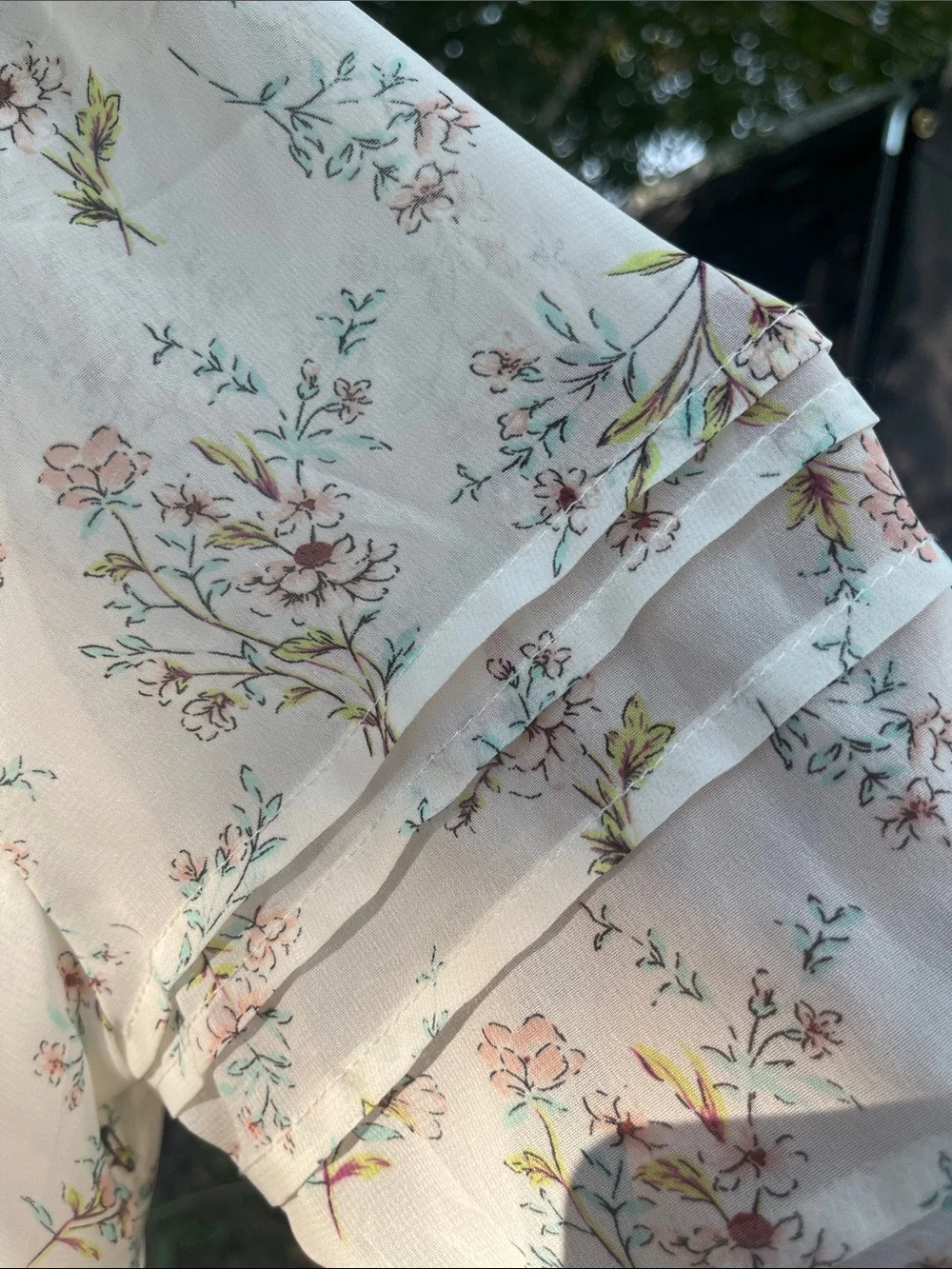 ASTR Cream Floral Wrap Blouse with Ruffle Detail